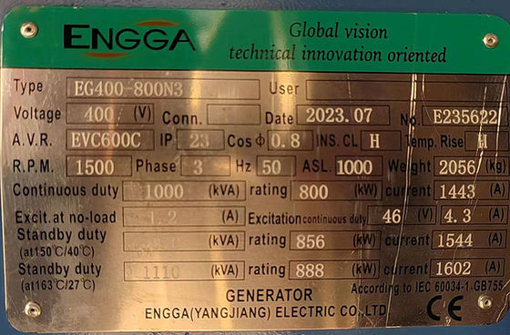 800KW Guangxi Yuchai generador diesel conjunto con filtro de aire y sistema de enfriamiento de agua