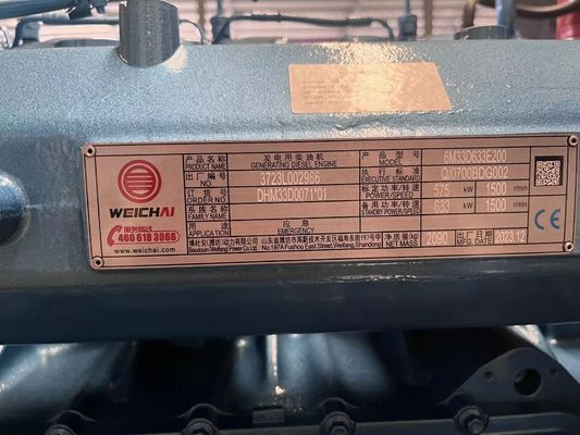 Altavoz silencioso 50HZ para Weichai 500KW generador diesel conjunto con sistema de enfriamiento por agua